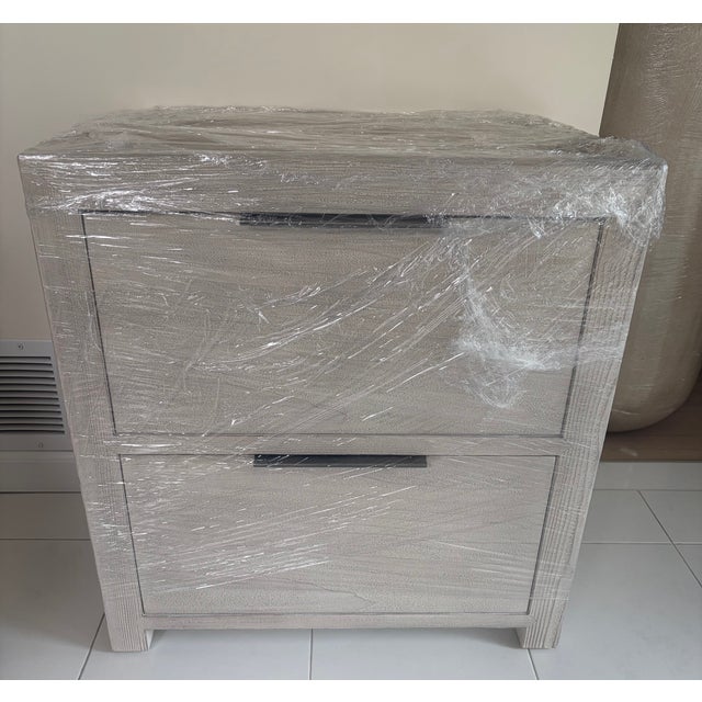 Wood Restoration Hardware Laguna 2-Drawer Wide Nightstand For Sale - Image 7 of 7