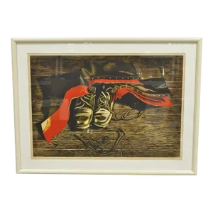 Vintage Lowell Nesbitt "Boots" 1974 Signed Limited Framed Art Print 16/50