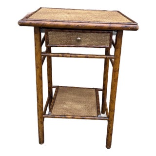 20th Century Bamboo Table With Drawer For Sale