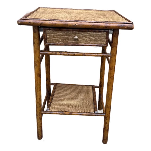 20th Century Bamboo Table With Drawer For Sale