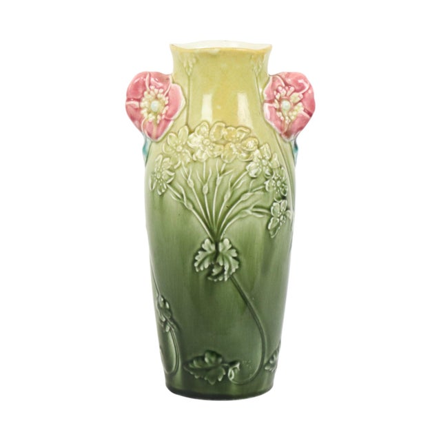 Art Nouveau French Majolica Vase by Gustave De Bruyn, 1890s For Sale - Image 4 of 16
