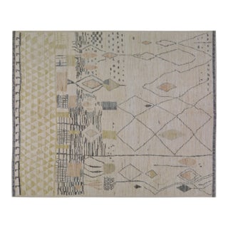 Moroccan Hand Knotted Wool Rug, 8'x10'2" For Sale