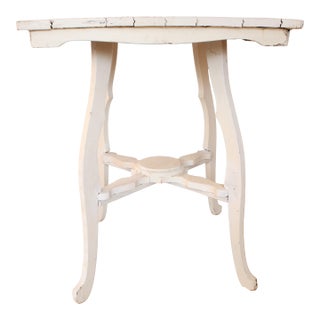 Antique French Farmhouse Stretcher Table/Distressed White For Sale