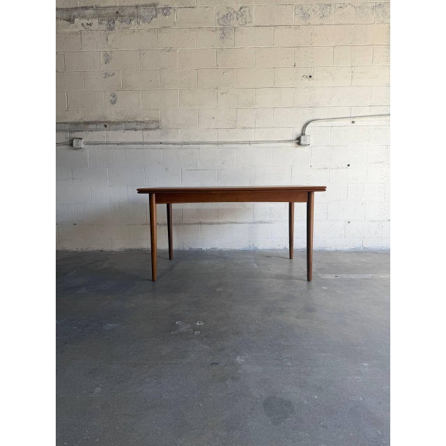 Brown Solid Teak Extendable Dining Table With Leaves Danish Mid-Century Modern 1960s For Sale - Image 8 of 10