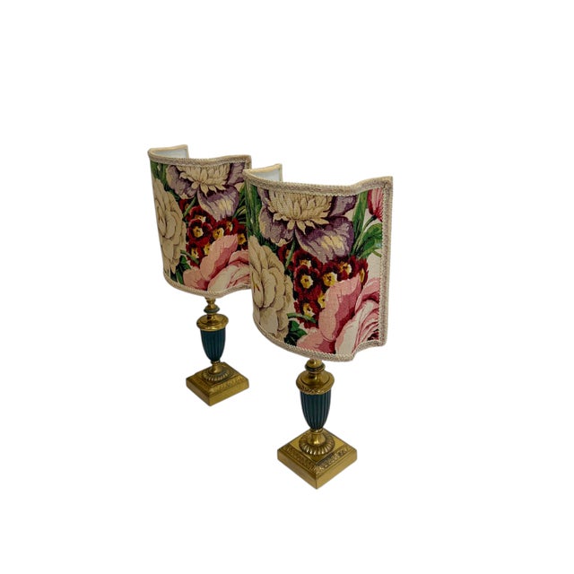1950s Table Lamps in Brass and Green Metal by Einar Bäckström, 1950, Set of 2 For Sale - Image 5 of 13