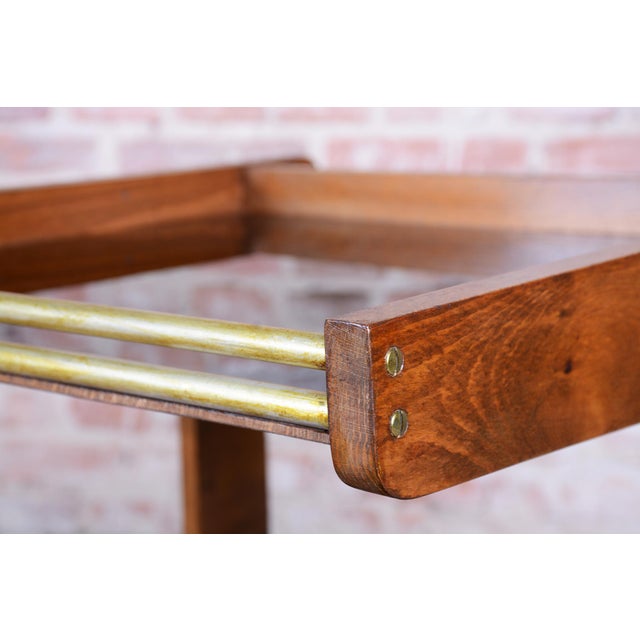 Mid-Century Modern Trolley in Oak and Chromed Steel, Czech, 1960s For Sale - Image 4 of 14