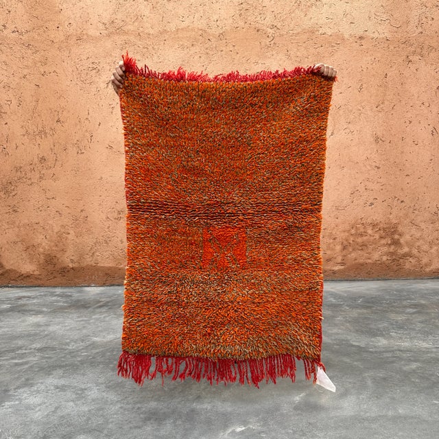 Textile 1990s Small Moroccan Orange Rug - 2'8" X 3'7" Ft For Sale - Image 7 of 9