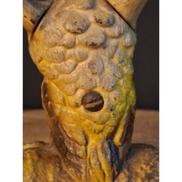 Vintage Cast Iron Owl on Stump Still Bank Gold Finish 3.7" Moore Pg 90 #599 For Sale - Image 15 of 18
