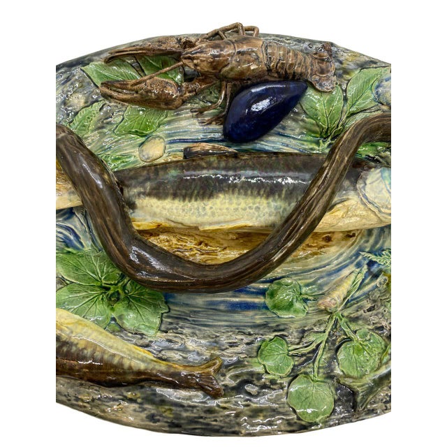 Late 19th Century Large Palissy Ware Majolica Platter by Alfred Renoleau, French, Circa 1885 For Sale - Image 5 of 13