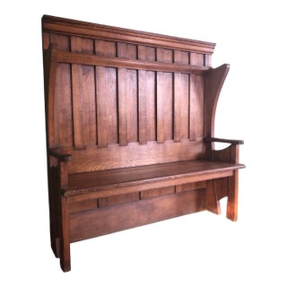 Late 19th Century Quarter Sawn Oak Hall Settle by George Henry Walton (Attributed) For Sale
