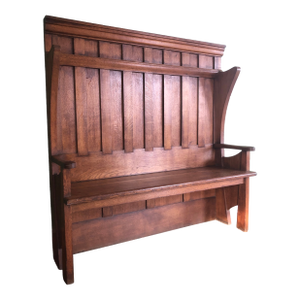 Late 19th Century Quarter Sawn Oak Hall Settle by George Henry Walton (Attributed)