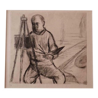 Paul Pouchol, Portrait, Etching, Mid-20th Century For Sale