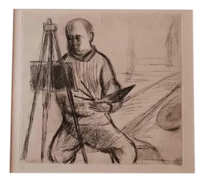 Paul Pouchol, Portrait, Etching, Mid-20th Century