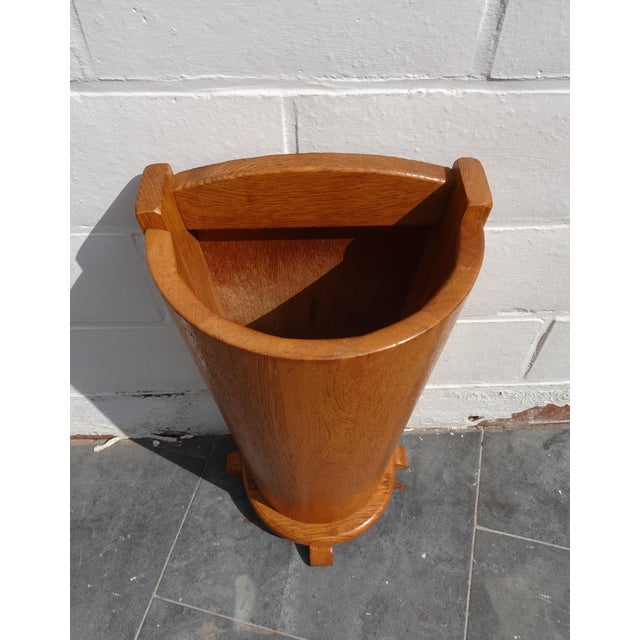 Wood Mid-Century Danish Oak Wall Umbrella Stand, 1970s For Sale - Image 7 of 10