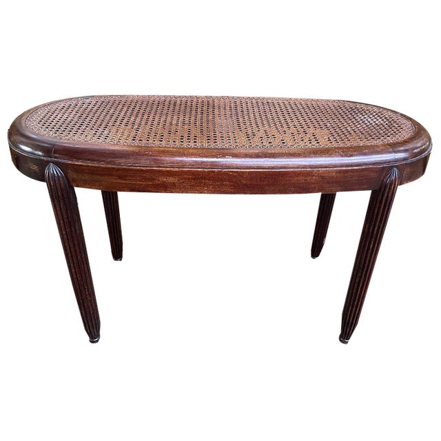 Art Deco Piano Bench in Cane For Sale