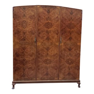 Awesome Burl Walnut Triple Door Armoire C.1930s For Sale