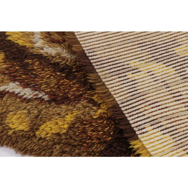 Textile Vintage Swedish Rya Rug With Sunburst Flare and Amber Tones - Rug & Kilim For Sale - Image 7 of 9