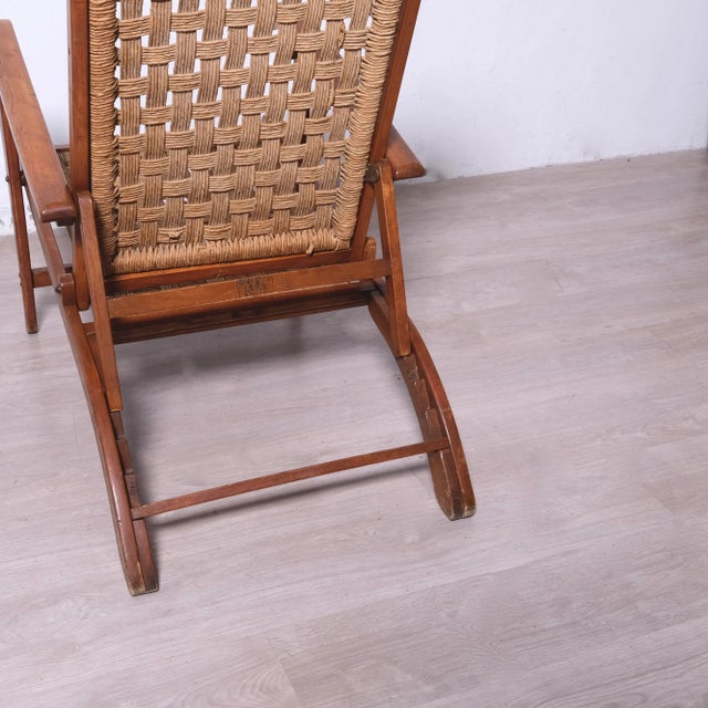 Vintage Italian Deck Chair in Beech and Jute, 1950s For Sale - Image 13 of 18