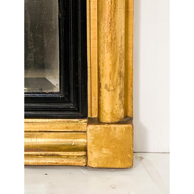 Wood Regency Era Pier Mirror With Gilt and Ebonized Wood Frame (H 27 X W 18 3/4) For Sale - Image 7 of 10