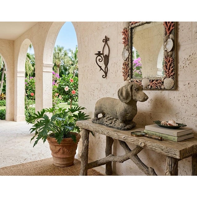 Oyster Gray Vintage Lifesize Cast Stone Dachshund Garden Statue For Sale - Image 8 of 9