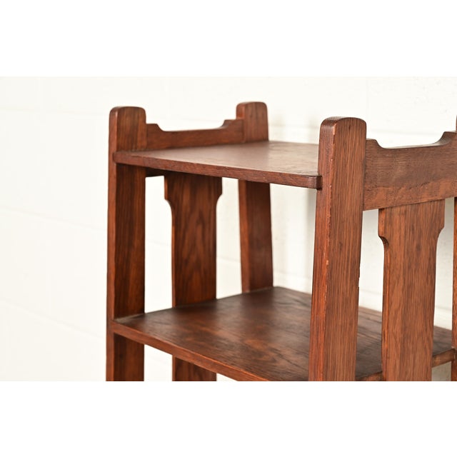 Stickley Brothers Mission Oak Arts & Crafts Slatted Bookcase or Magazine Rack, Circa 1910 For Sale In South Bend - Image 6 of 11