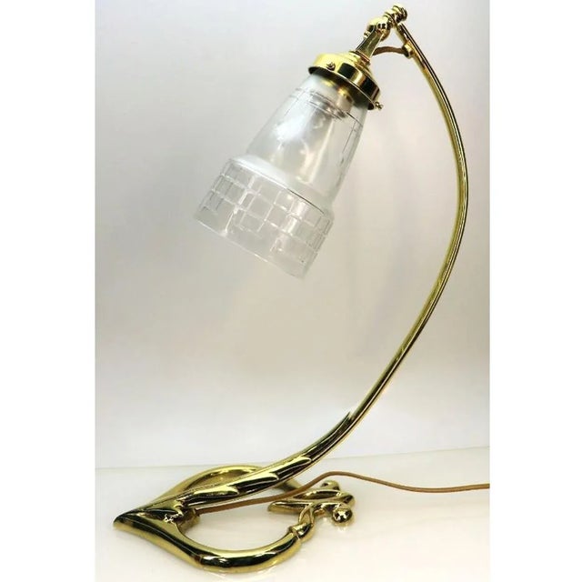 Art Deco Brass Glass Table Lamp, 1910s For Sale - Image 3 of 7