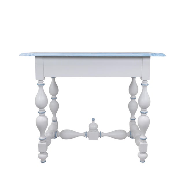Vintage French Louis XIII Style Painted Game Table With Two Hidden Drawers For Sale - Image 11 of 12