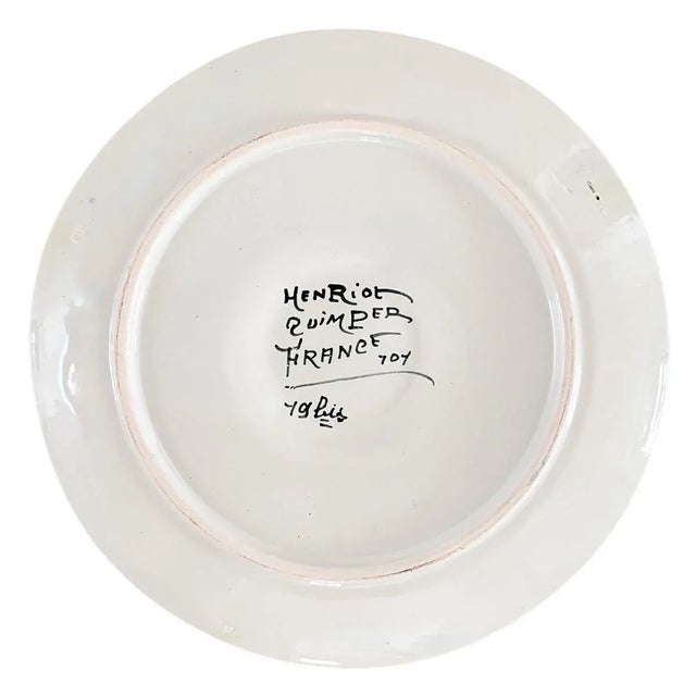 Late 20th Century French Faience Henriot Quimper Breton Couple Oyster Plate For Sale - Image 5 of 5