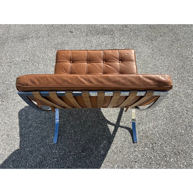 Midcentury Barcelona Style Chair in Stainless Steel and Leather For Sale - Image 10 of 14