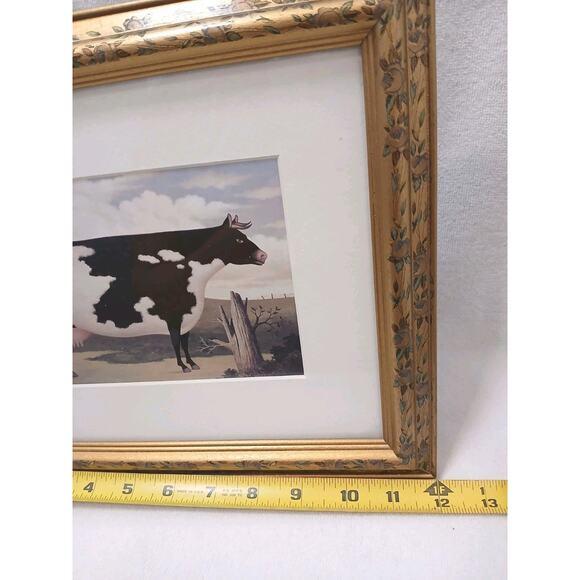Charles Wysocki Cow Vintage Reproduction Framed Art Print Americana Farm Cottagecore For Sale In San Diego - Image 6 of 8