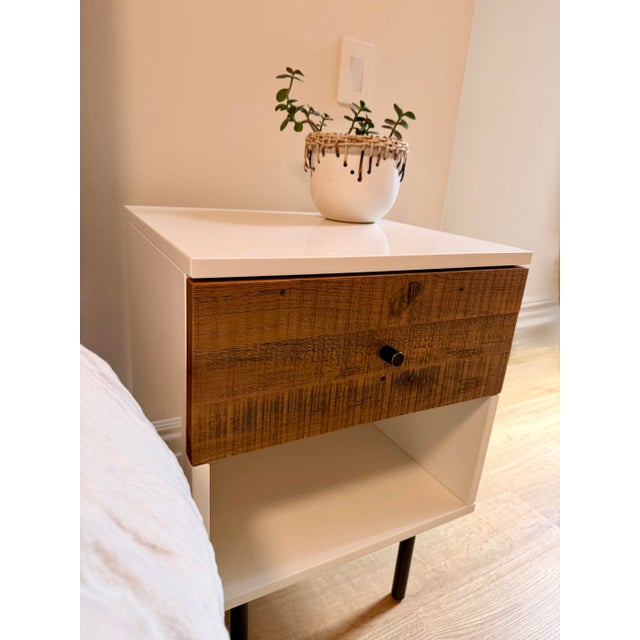 2010s 2 Modern Nightstands W/ Drawer and Shelf For Sale - Image 5 of 7