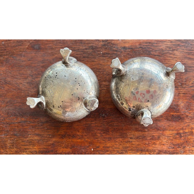 Antique Sterling Silver Figural Bird Salt and Pepper Shakers With Cobalt Glass Salt Cellers - Phillp H. Stevens - 4pcs For Sale - Image 12 of 14