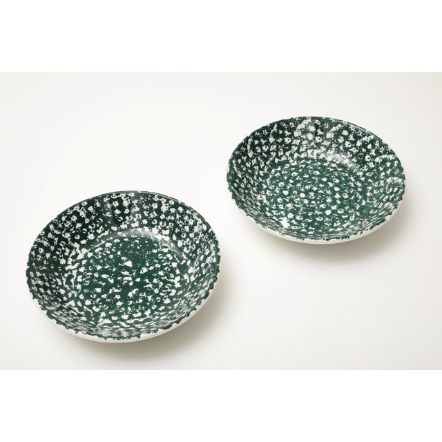 Vintage Roma Inc. 8-Piece Set of Vintage Green & White Ceramic Spongeware Dishes For Sale In New York - Image 6 of 7