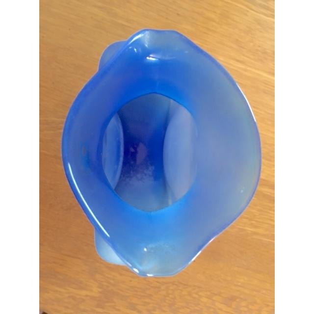 2010s Blenko Water Pitcher Frosted Blue For Sale - Image 5 of 9