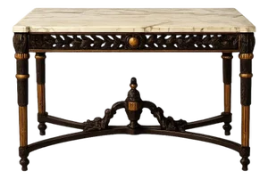19th Century French Dark Wood Base & Marble Top Table
