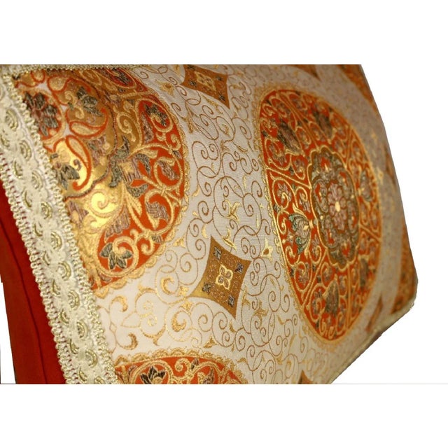 Early 19th Century Fortuny Style Hand- Embroidery Silk Pillow With Vintage Embroidered Framed Trim For Sale - Image 5 of 13