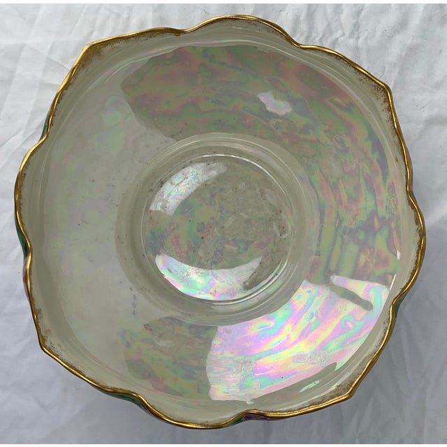 Yellow Antique Iridescent Bowl For Sale - Image 8 of 12
