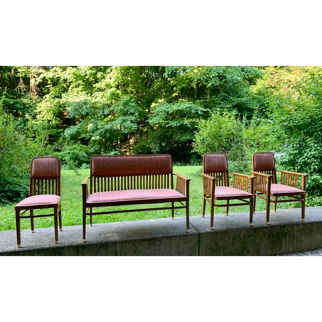 Art Nouveau Vienna Sofa and Armchairs by J.J Kohn for Jacob & Josef Kohn, 1890s, Set of 4 For Sale - Image 18 of 18
