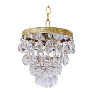 Mid 20th Century Italian Brass Upside Down Layered Chandelier For Sale