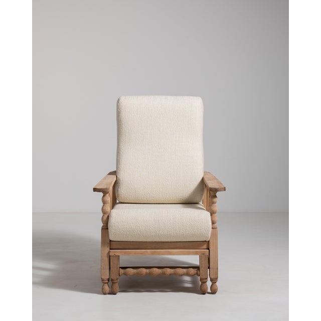 French Oak Reclining Armchair with Pull-Out Footrest, Antique, France, Circa 1940 For Sale - Image 4 of 18