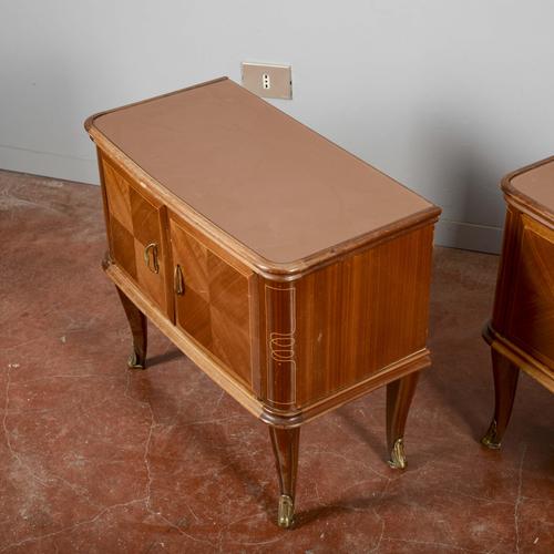 Paolo Buffa-Style Bedside Tables with Glass Top, Set of 2 For Sale - Image 6 of 9