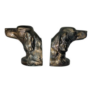 Vintage Bronze Retriever Bookends- a Pair For Sale