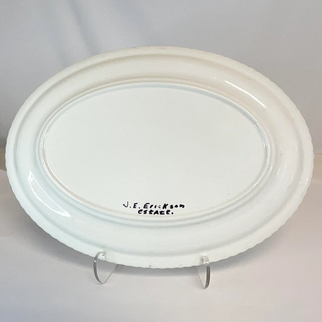 1950s Arts & Crafts Americana Boho Chic Thanksgiving Turkey Platter, Homer Laughlin For Sale - Image 12 of 13