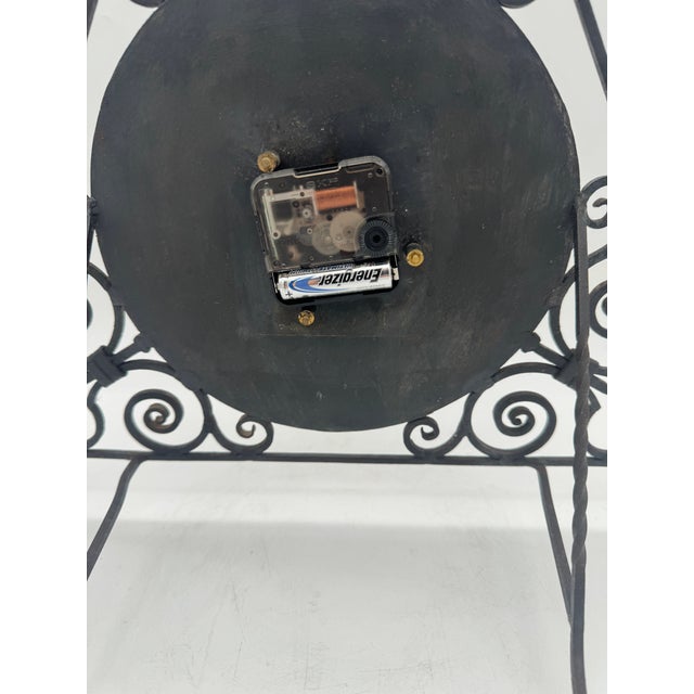Metal Antique Ornate Triangle Wrought Iron Mantel Clock For Sale - Image 7 of 7
