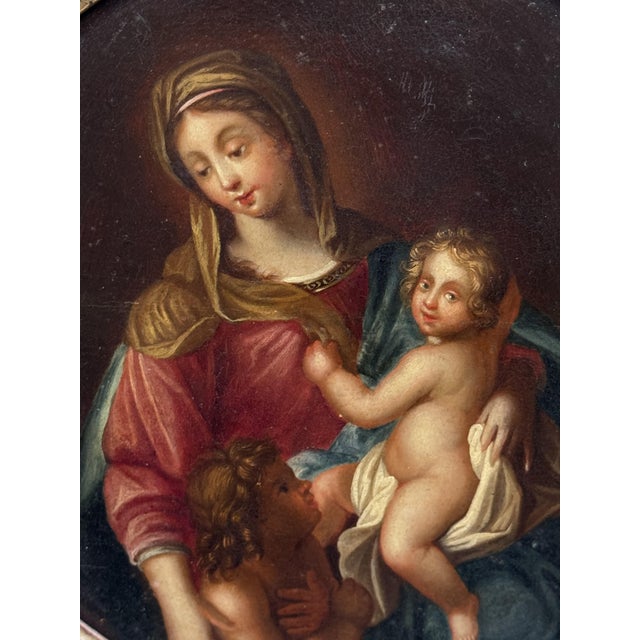 Virgin and Child with Saint John the Baptist, 1750, Oil Painting For Sale - Image 3 of 10
