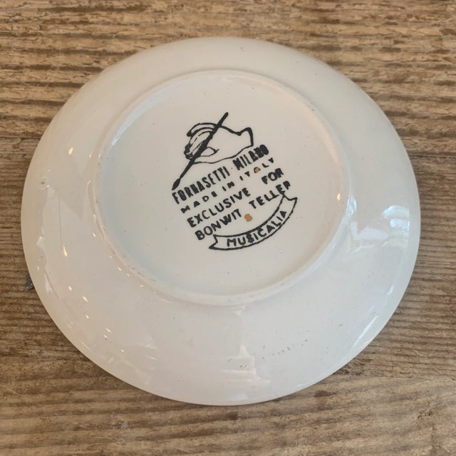 Piero Fornasetti Gold Fornasetti for Bonwit Teller French Horn Porcelain Coaster or Ashtray For Sale - Image 4 of 6