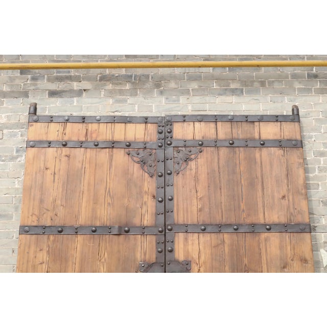 Brown 1960s 8.6 Feet Tall Large Vintage Chinese Door For Sale - Image 8 of 11