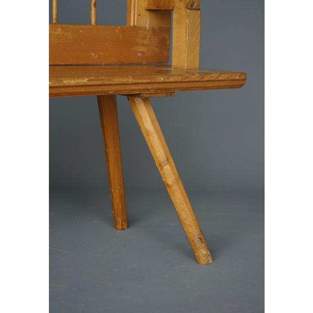 Antique Scandinavian Pine Bench with Turnable Backrest, 1890s For Sale - Image 9 of 14