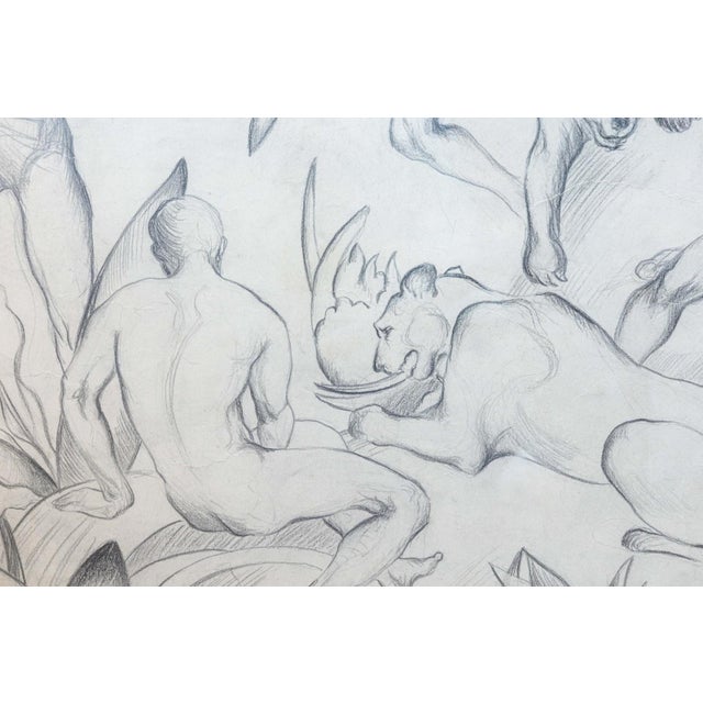 Black William Hentschel (1892–1962) – Untitled Figurative With Panthers Graphite For Sale - Image 8 of 8