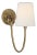 Thomas O'Brien for Visual Comfort Signature Reed Single Sconce in Hand-Rubbed Antique Brass with Linen Shade For Sale